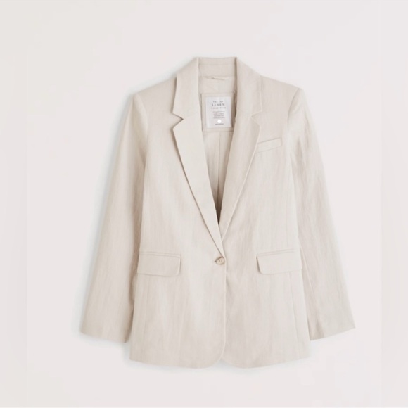 NWOT Abercrombie & Fitch Linen Blend Blazer - Picture 3 of 6